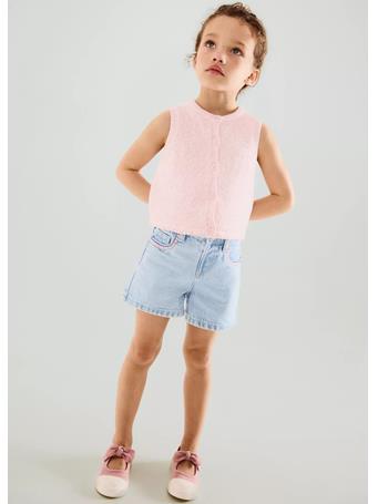 MANGO - Embroidered Detail Denim Shorts BLUE