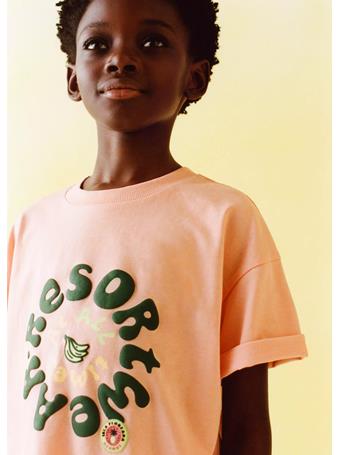 MANGO - Printed Cotton-blend T-shirt LIGHT ORANGE
