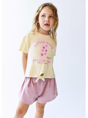 MANGO - Printed T-shirt with Tie Detail LIGHT YELLOW