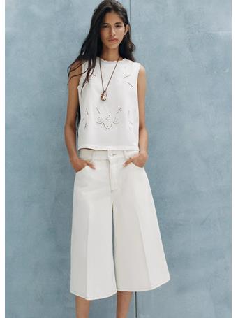 MANGO - Embroidered Broderie Anglaise Top NATURAL
