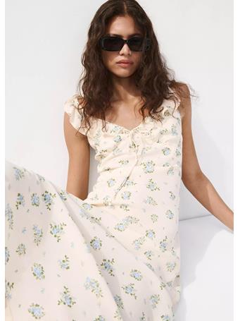 MANGO - Floral Ruffled Dress LT BEIGE