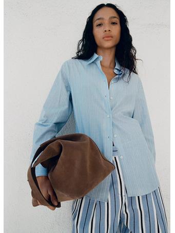 MANGO - Wide Leg Striped Jeans LT BLUE