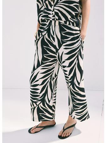 MANGO - Tropical Print Trousers LT BEIGE