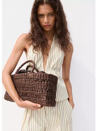 MANGO - Striped Halter-neck Top YELLOW