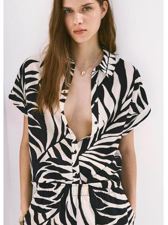 MANGO - Flowy Printed Shirt LT BEIGE