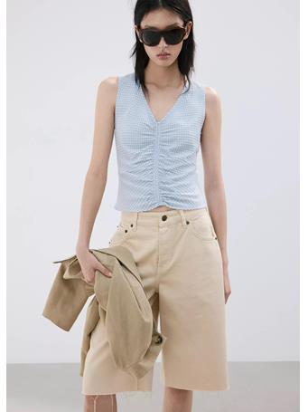 MANGO - Ruched Fitted Top LT BLUE