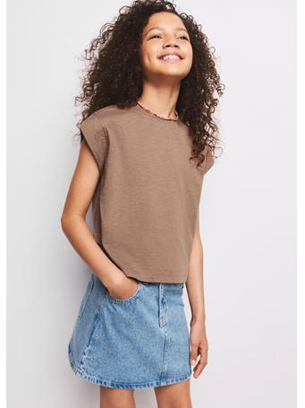 MANGO - Studded Denim Skirt BLUE