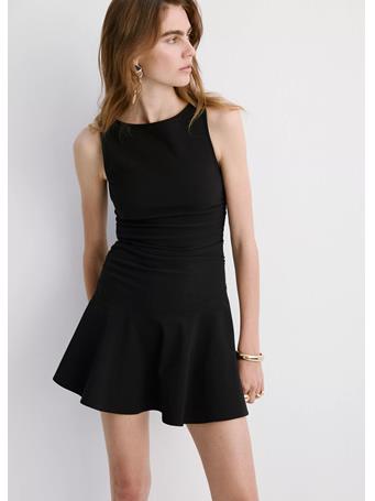 MANGO - Draped Short A-line Dress BLACK