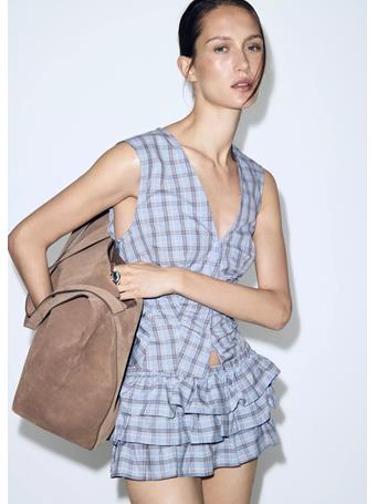 MANGO - Ruched Detail Striped Blouse MED BLUE