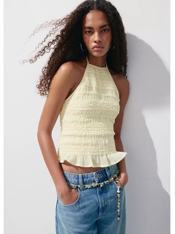 MANGO - Halter Neck Crinkle Top PALE YELLOW
