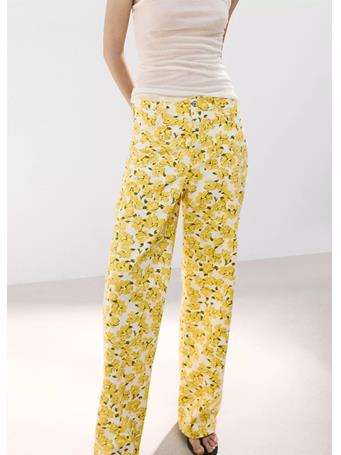 MANGO - Straight-leg Jeans with Floral Pattern YELLOW