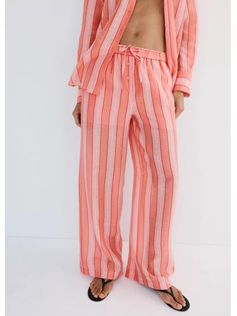 MANGO - Straight Striped Trousers BRIGHT ORANGE
