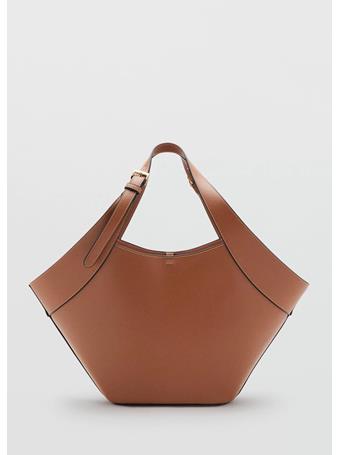 MANGO - Large Faux Leather Shoulder Bag MEDIUM BROWN
