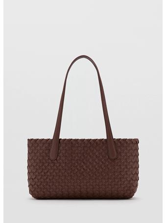 MANGO - Braided Tote Bag DARK BROWN