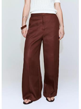 MANGO - High-waisted Lyocell Trousers MEDIUM BROWN