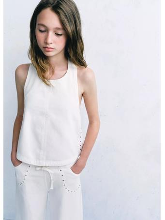 MANGO - Studded Open-back Halter Top WHITE
