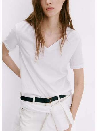 MANGO - V-neck Cotton T-shirt WHITE