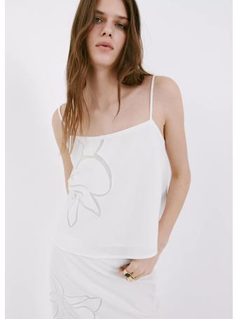 MANGO - Floral Detail Strappy Top WHITE