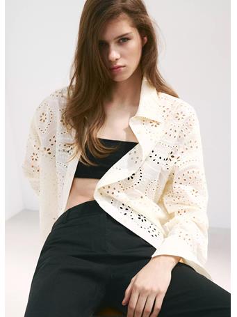 MANGO - Cotton Shirt with Broderie Anglaise Embroidery NATURAL WHITE