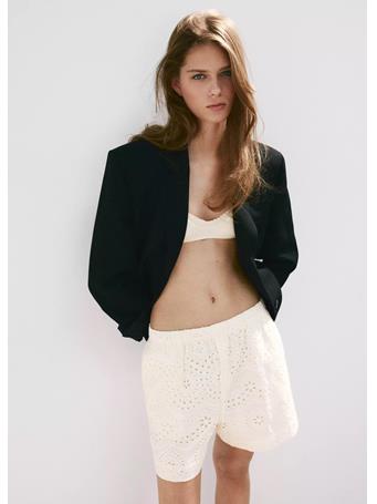MANGO - Broderie Anglaise Cotton Shorts NATURAL WHITE
