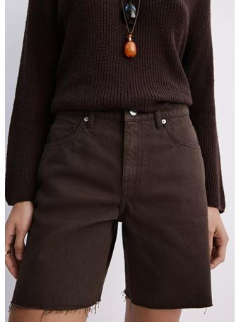 MANGO - Straight-cut Bermuda Shorts with Frayed Hem DARK BROWN