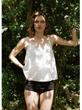 MANGO - Cotton Top with Bead Detail NATURAL WHITE