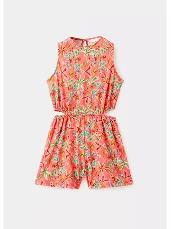 MANGO - Tropical Print Jumpsuit BRIGHT RED