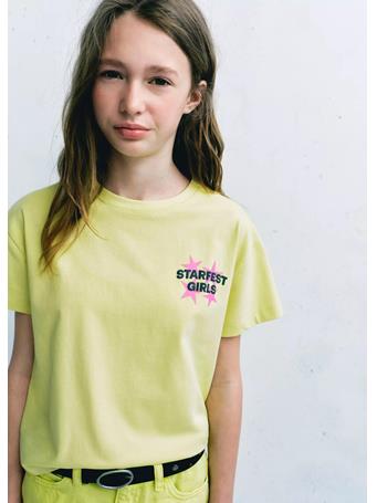 MANGO - Printed Cotton-blend T-shirt BRIGHT YELLOW