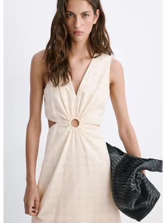 MANGO - Broderie Anglaise Cotton Cut-out Dress NATURAL WHITE