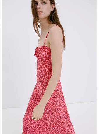 MANGO - Floral-print Pleated Dress MEDIUM PINK
