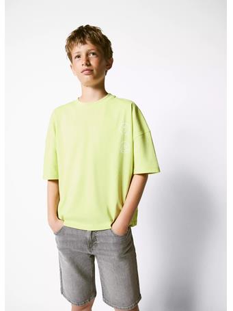 MANGO - Boxy Cotton Print T-shirt BRT YELLOW