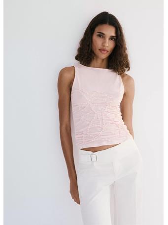 MANGO - Ruched Fitted Top LT-PASTEL PINK
