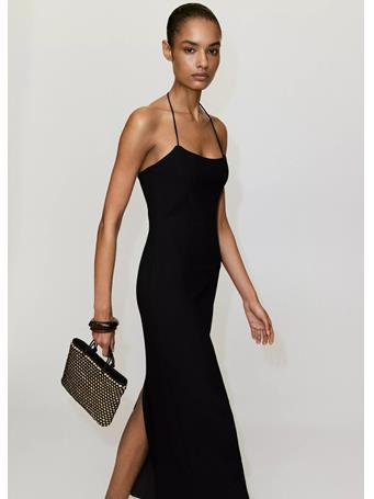MANGO - Fitted Halter-neck Dress BLACK