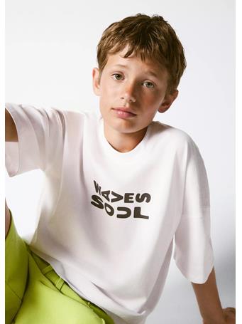 MANGO - Cotton T-shirt with Surf Print WHITE