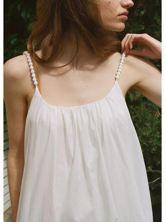 MANGO - Cotton Strappy Dress with Spots WHITE