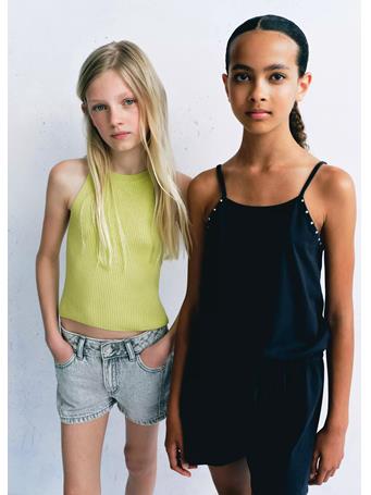 MANGO - Cotton Studded Playsuit CHARCOAL