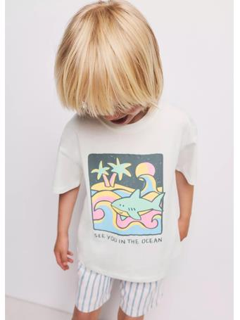 MANGO - Printed Cotton-blend T-shirt WHITE