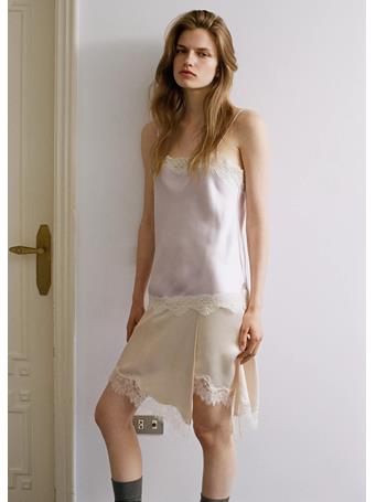 MANGO - Lace Detail Satin Top LILAC