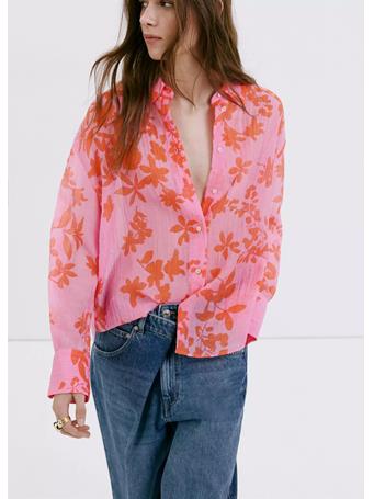 MANGO - Floral Print Lyocell Shirt MEDIUM PINK