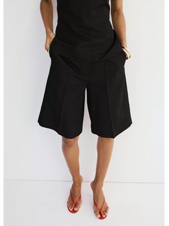 MANGO - Straight Linen Bermuda Shorts BLACK