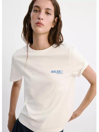 MANGO - Printed Cotton-blend T-shirt MED BLUE