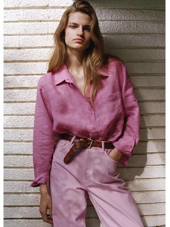 MANGO - Pocket Linen Shirt MEDIUM PINK