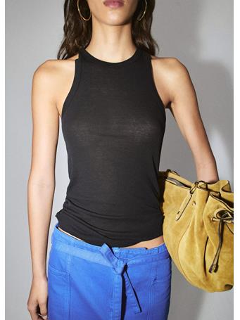 MANGO - Starring Hailey Bieber - Cotton Top with Ruched Detail BLACK