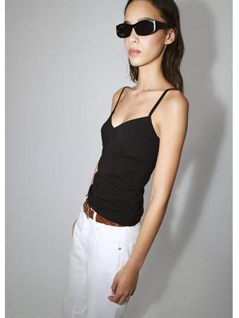 MANGO - Starring Hailey Bieber - Cotton V-neck Tank Top BLACK