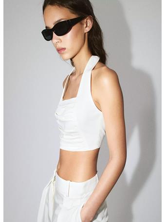 MANGO - Crop Top Halter Neck WHITE