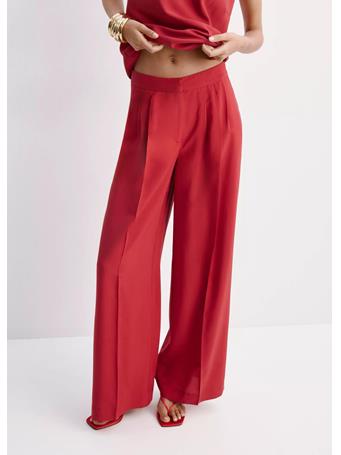 MANGO - Straight Lyocell Trousers BRIGHT RED
