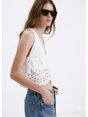 MANGO - Embroidered Broderie Anglaise Top WHITE