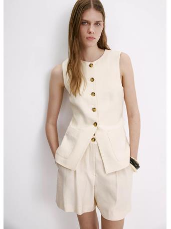 MANGO - Waistcoat with Buttons and Pockets NATURAL WHITE