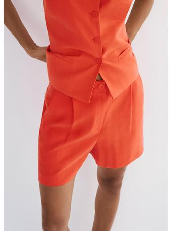 MANGO - Straight-fit Lyocell Bermuda Shorts PEACH
