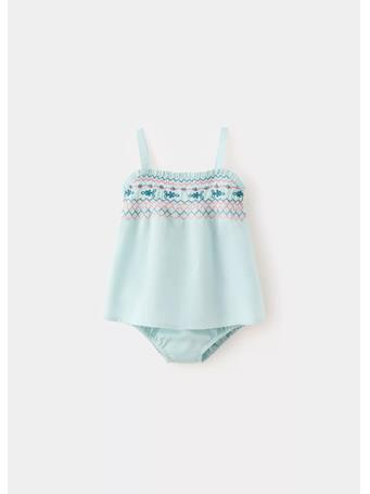 MANGO - Dress with Embroidered Details TURQUOISE